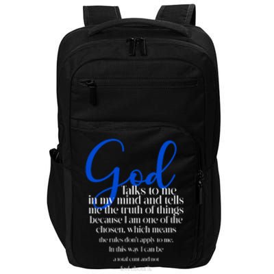 God Talks To Me Amen Funny Christian Impact Tech Backpack