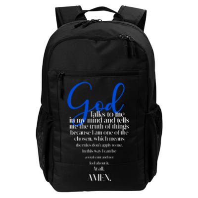 God Talks To Me Amen Funny Christian Daily Commute Backpack