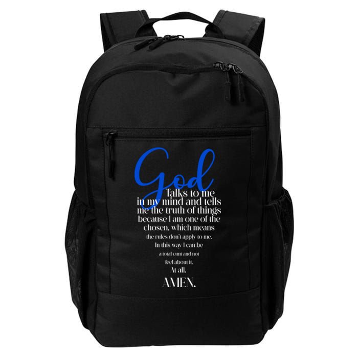 God Talks To Me Amen Funny Christian Daily Commute Backpack