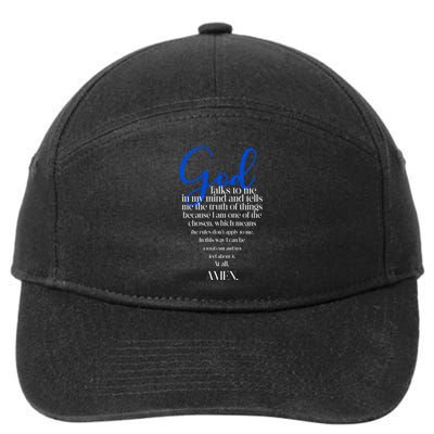 God Talks To Me Amen Funny Christian 7-Panel Snapback Hat