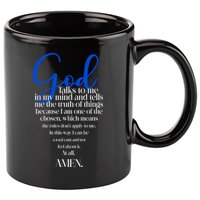 God Talks To Me Amen Funny Christian 11oz C Handle Ceramic Mug
