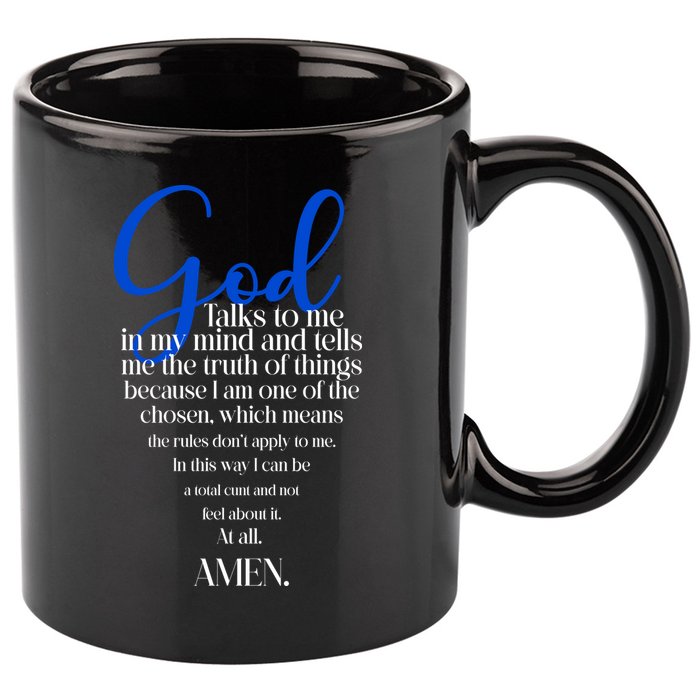 God Talks To Me Amen Funny Christian 11oz C Handle Ceramic Mug
