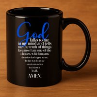 God Talks To Me Amen Funny Christian 11oz C Handle Ceramic Mug