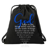 God Talks To Me Amen Funny Christian Drawstring Bag