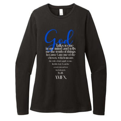 God Talks To Me Amen Funny Christian Womens CVC Long Sleeve Shirt