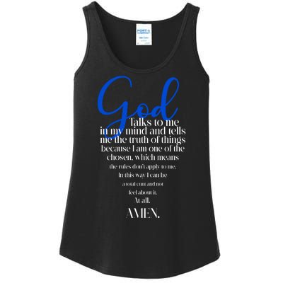 God Talks To Me Amen Funny Christian Ladies Essential Tank