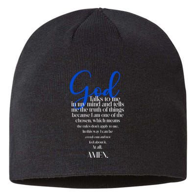 God Talks To Me Amen Funny Christian Sustainable Beanie