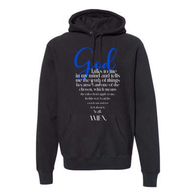 God Talks To Me Amen Funny Christian Premium Hoodie