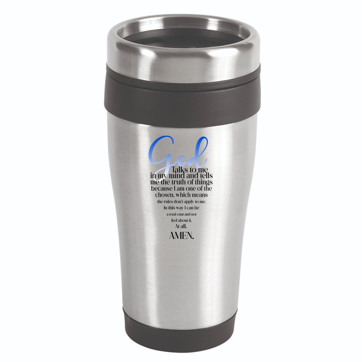 God Talks To Me Amen Funny Christian 16oz Travel Tumbler
