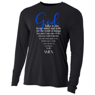 God Talks To Me Amen Funny Christian Cooling Performance Long Sleeve Crew