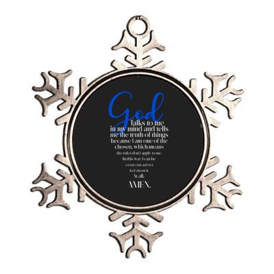 God Talks To Me Amen Funny Christian Metallic Star Ornament