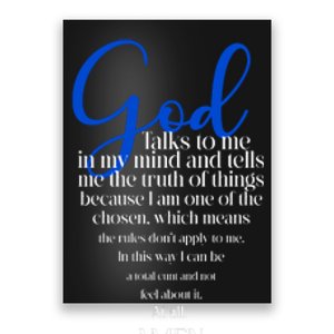 God Talks To Me Amen Funny Christian Poster