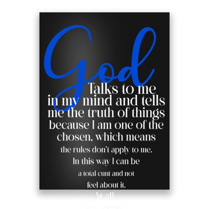 God Talks To Me Amen Funny Christian Poster