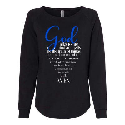 God Talks To Me Amen Funny Christian Womens California Wash Sweatshirt