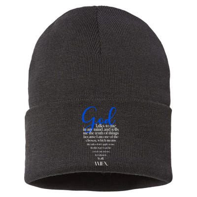 God Talks To Me Amen Funny Christian Sustainable Knit Beanie