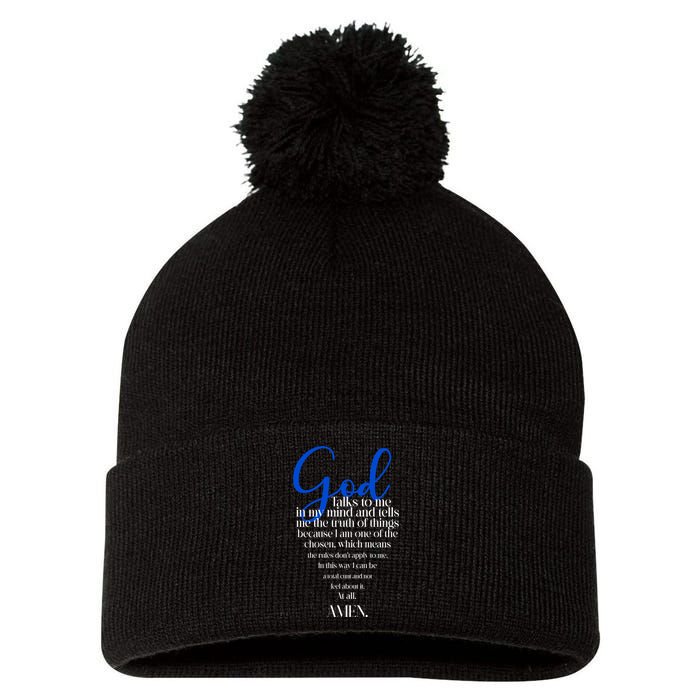 God Talks To Me Amen Funny Christian Pom Pom 12in Knit Beanie