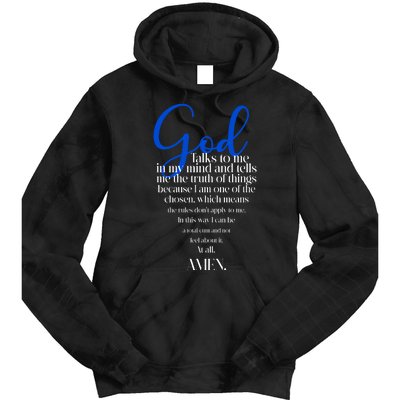 God Talks To Me Amen Funny Christian Tie Dye Hoodie