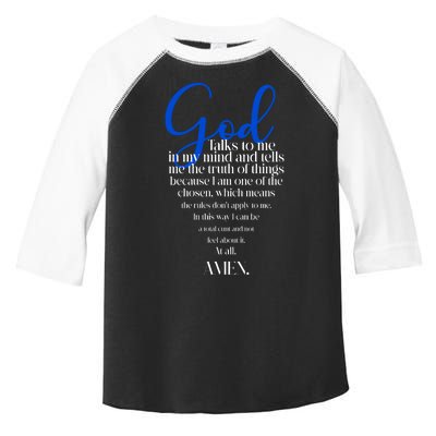 God Talks To Me Amen Funny Christian Toddler Fine Jersey T-Shirt