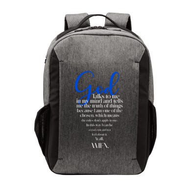 God Talks To Me Amen Funny Christian Vector Backpack