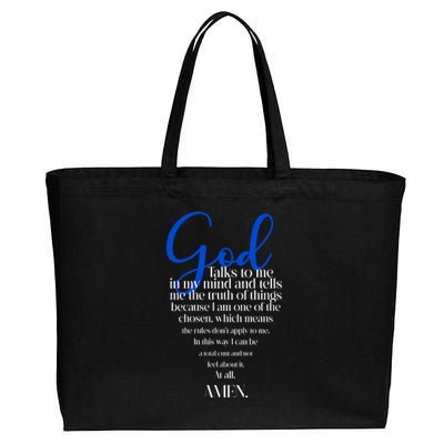 God Talks To Me Amen Funny Christian Cotton Canvas Jumbo Tote