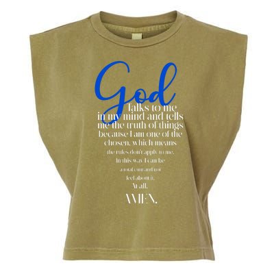 God Talks To Me Amen Funny Christian Garment-Dyed Women's Muscle Tee