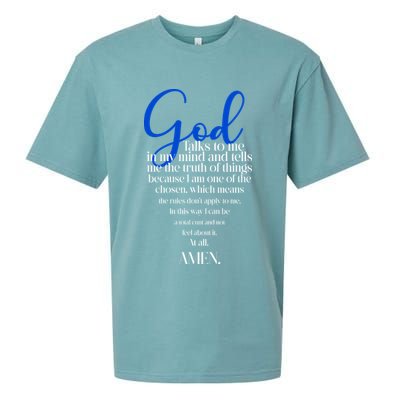 God Talks To Me Amen Funny Christian Sueded Cloud Jersey T-Shirt