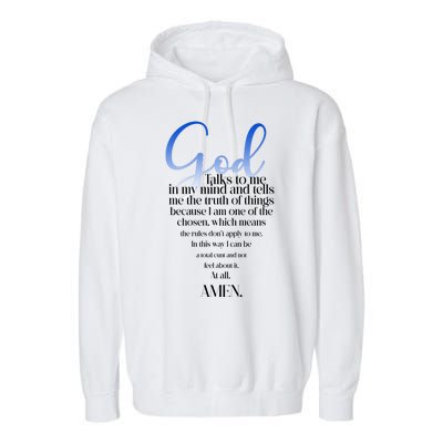 God Talks To Me Amen Funny Christian Garment-Dyed Fleece Hoodie