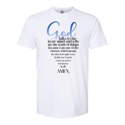 God Talks To Me Amen Funny Christian Softstyle CVC T-Shirt