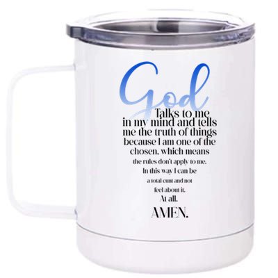 God Talks To Me Amen Funny Christian 12 oz Stainless Steel Tumbler Cup