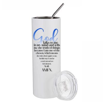 God Talks To Me Amen Funny Christian Stainless Steel Tumbler