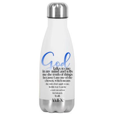 God Talks To Me Amen Funny Christian Stainless Steel Insulated Water Bottle