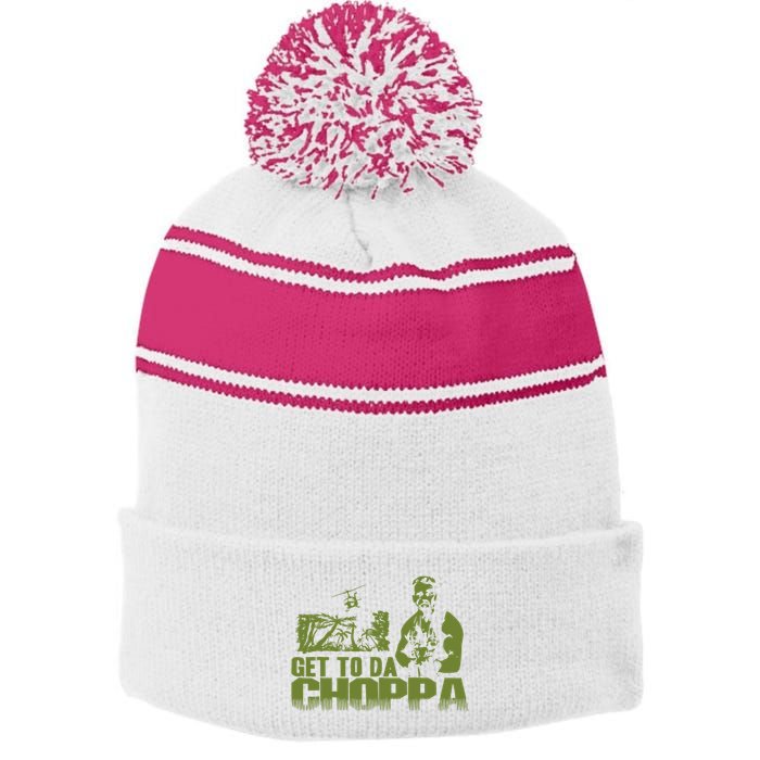Get To The Choppa Stripe Pom Pom Beanie