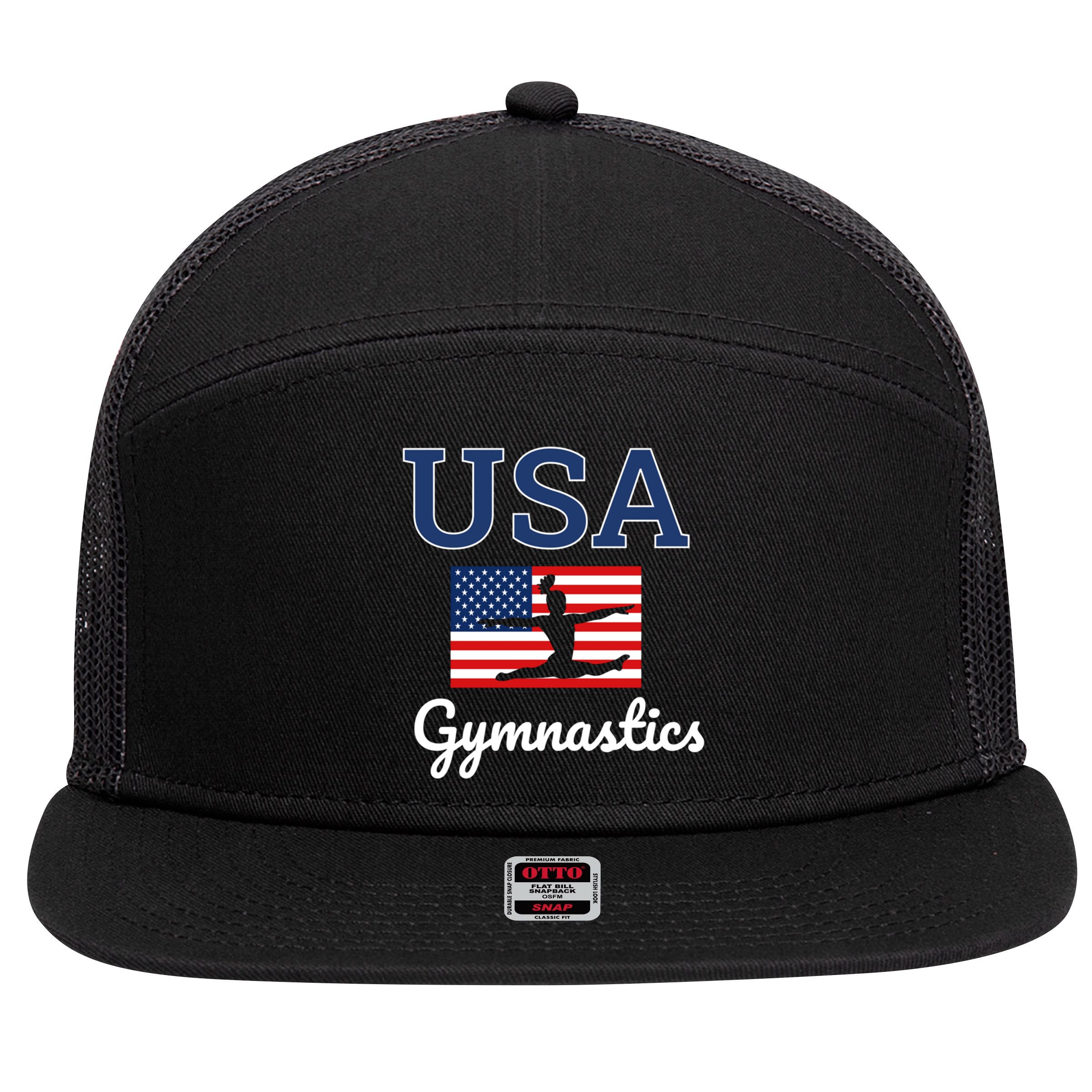 Girl Tumbling Team Gear Gymnast Gymnastics Usa American Flag Cute Gift 7 Panel Mesh Trucker Snapback Hat