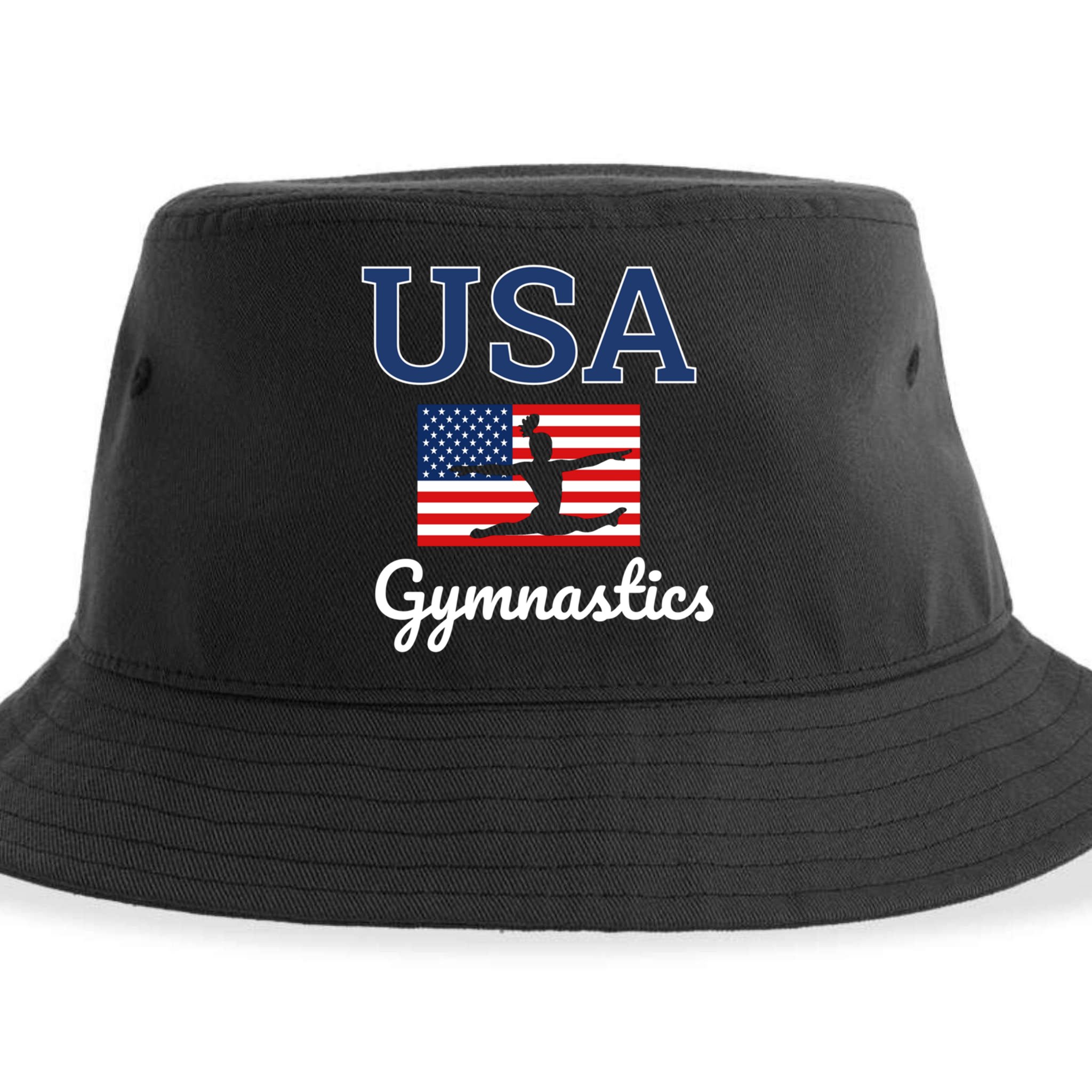 Girl Tumbling Team Gear Gymnast Gymnastics Usa American Flag Cute Gift Sustainable Bucket Hat