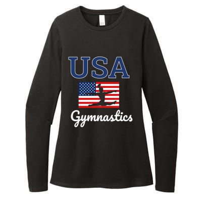 Girl Tumbling Team Gear Gymnast Gymnastics Usa American Flag Cute Gift Womens CVC Long Sleeve Shirt