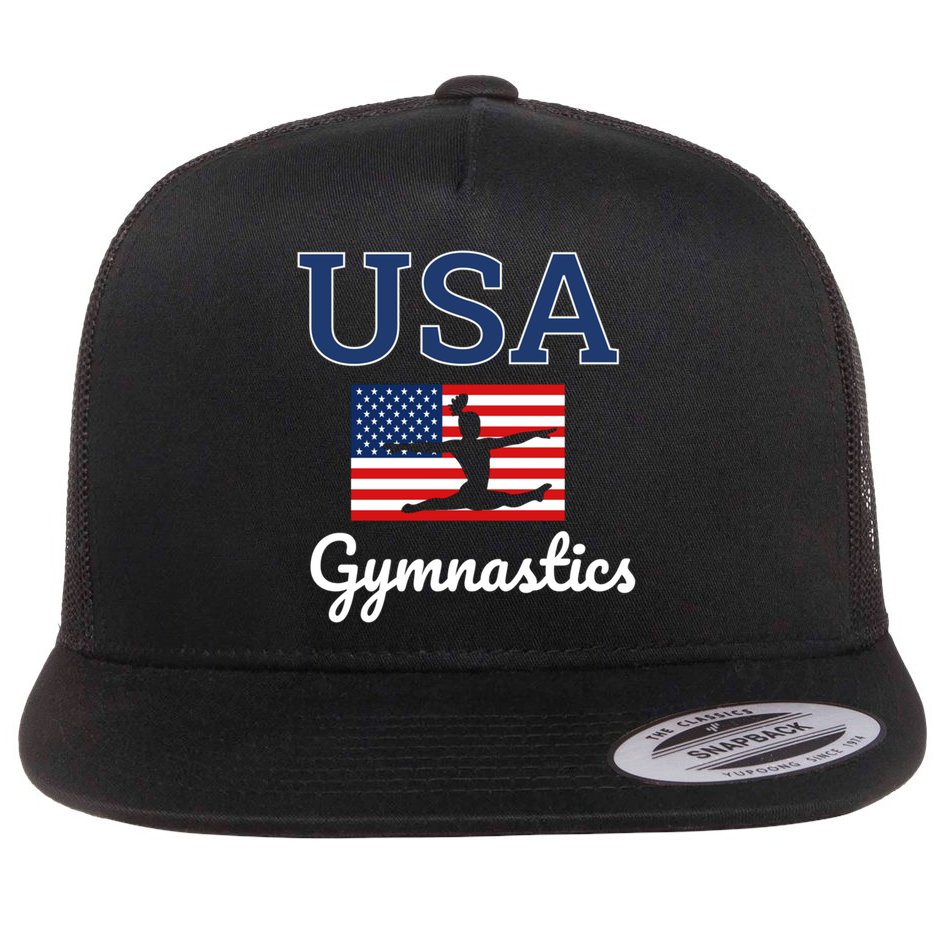 Girl Tumbling Team Gear Gymnast Gymnastics Usa American Flag Cute Gift Flat Bill Trucker Hat