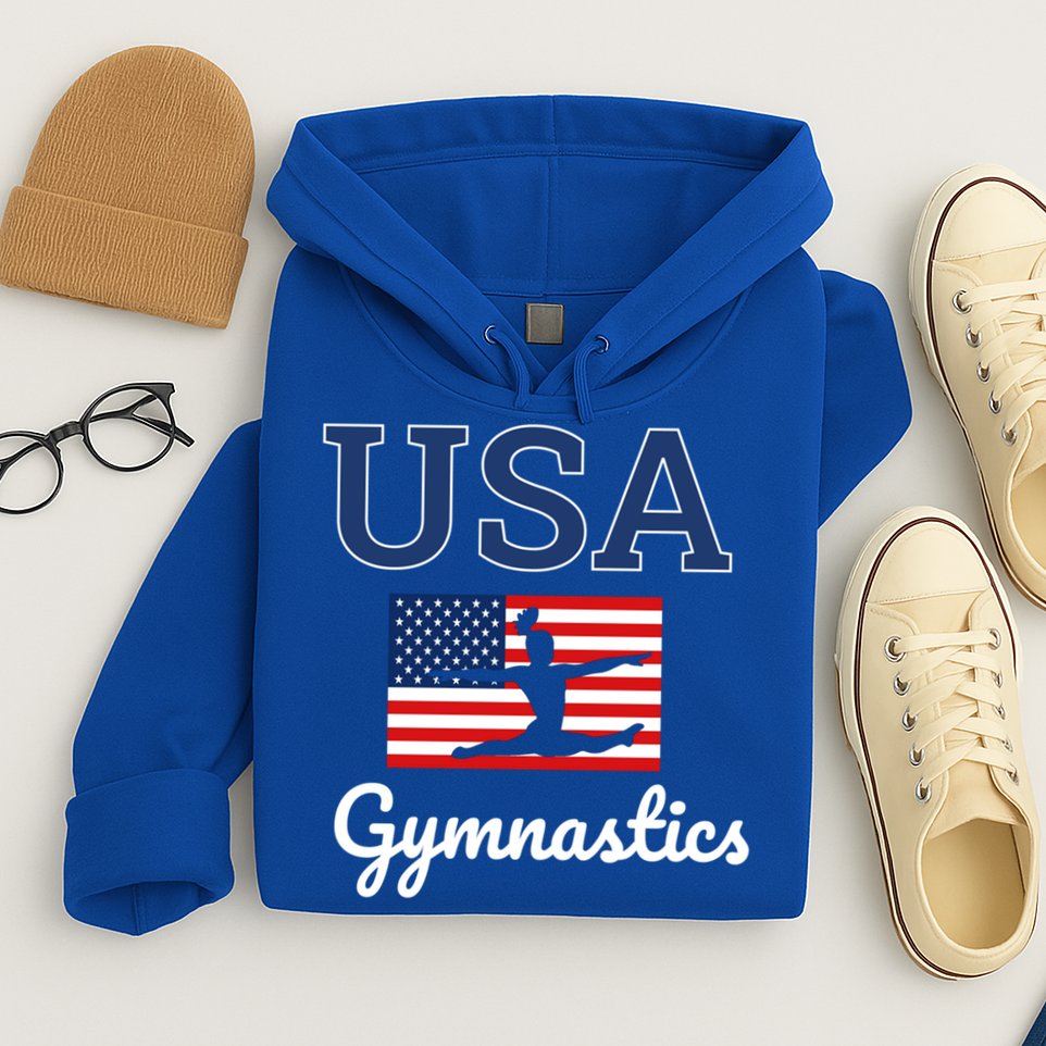 Girl Tumbling Team Gear Gymnast Gymnastics Usa American Flag Cute Gift Hoodie