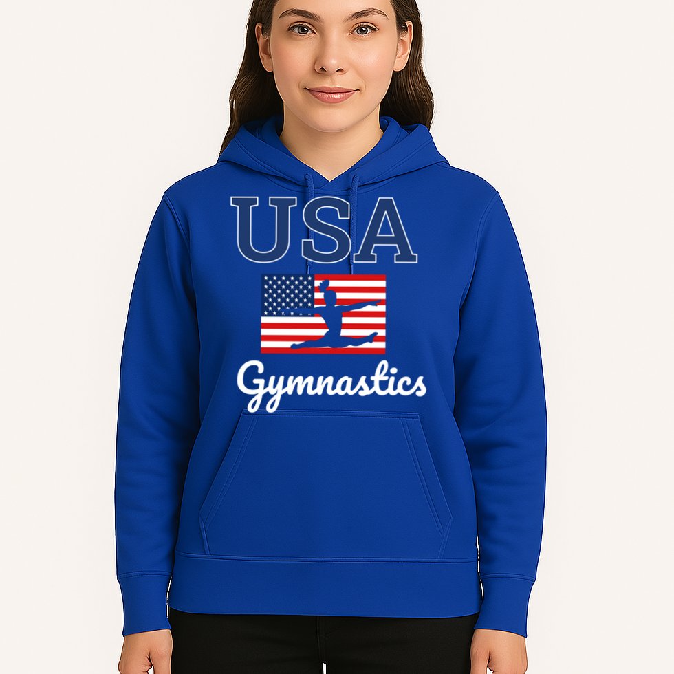 Girl Tumbling Team Gear Gymnast Gymnastics Usa American Flag Cute Gift Hoodie