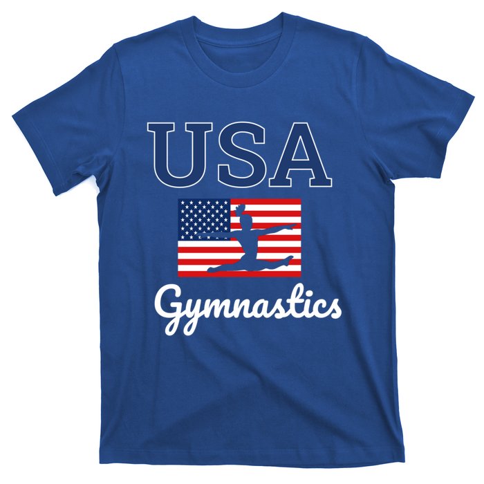 Girl Tumbling Team Gear Gymnast Gymnastics Usa American Flag Cute Gift T-Shirt