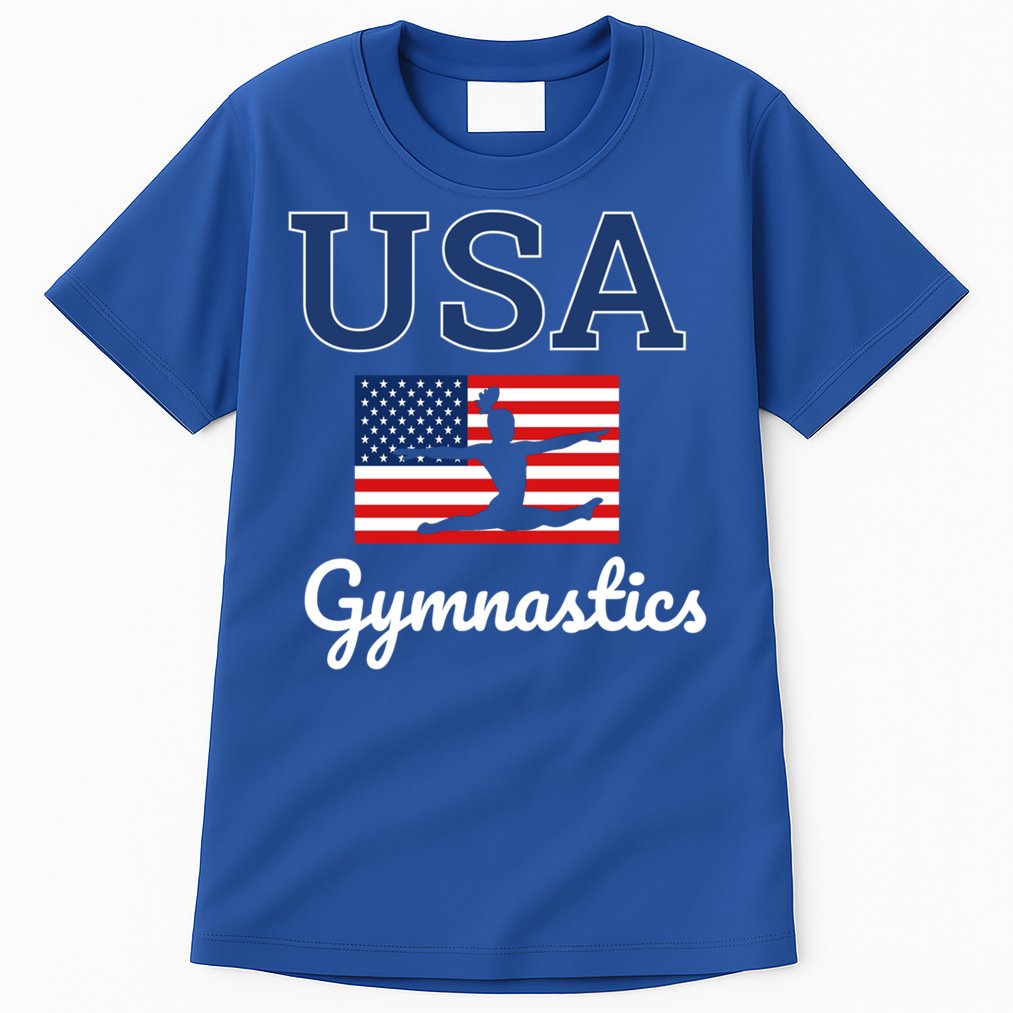 Girl Tumbling Team Gear Gymnast Gymnastics Usa American Flag Cute Gift Tall T-Shirt