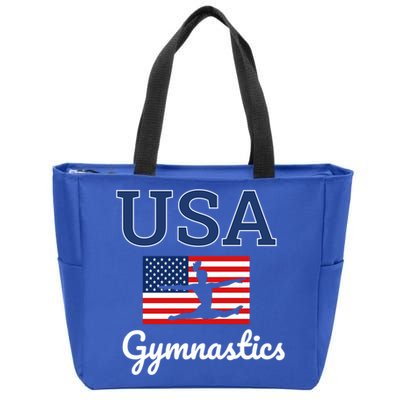 Girl Tumbling Team Gear Gymnast Gymnastics Usa American Flag Cute Gift Zip Tote Bag