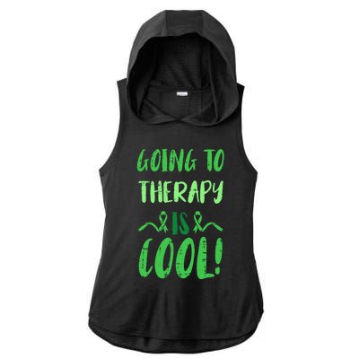 Going To Therapy Mental Health Awareness Warrior Ladies PosiCharge Tri-Blend Wicking Draft Hoodie Tank