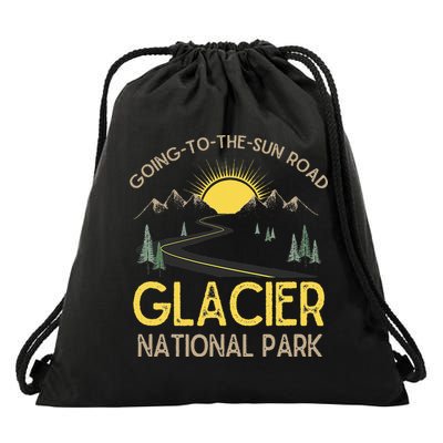 Going To The Sun Road Glacier National Park Retro Montana Drawstring Bag