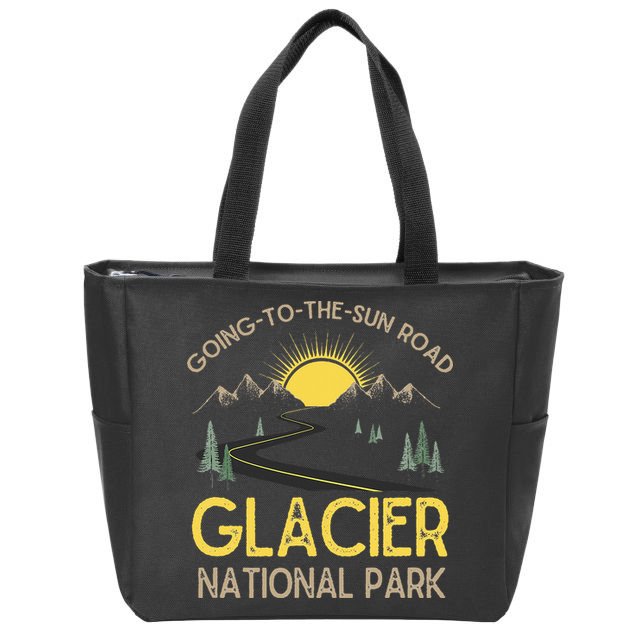 Going To The Sun Road Glacier National Park Retro Montana Zip Tote Bag