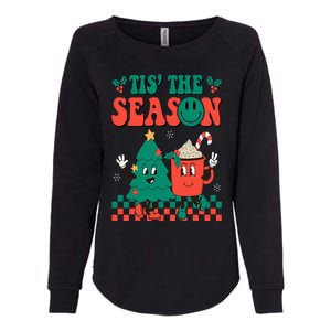 Groovy Tis The Season Christmas Hippie Hot Cocoa Pine Tree Womens California Wash Sweatshirt