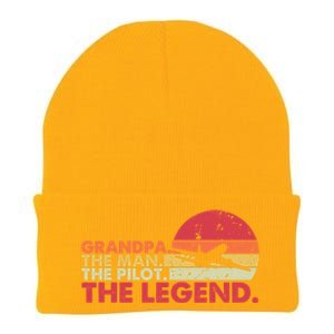 Grandpa The The Pilot The Legend Aviator Father Gift Knit Cap Winter Beanie