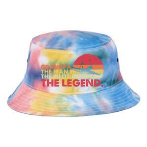 Grandpa The The Pilot The Legend Aviator Father Gift Tie Dye Newport Bucket Hat