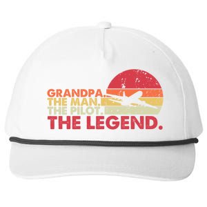 Grandpa The The Pilot The Legend Aviator Father Gift Snapback Five-Panel Rope Hat