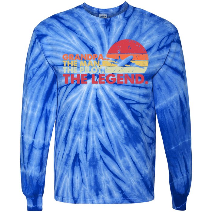 Grandpa The The Pilot The Legend Aviator Father Gift Tie-Dye Long Sleeve Shirt