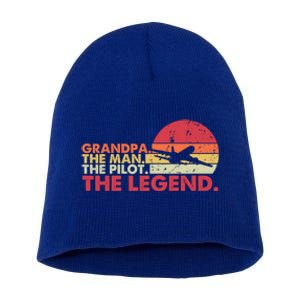 Grandpa The The Pilot The Legend Aviator Father Gift Short Acrylic Beanie